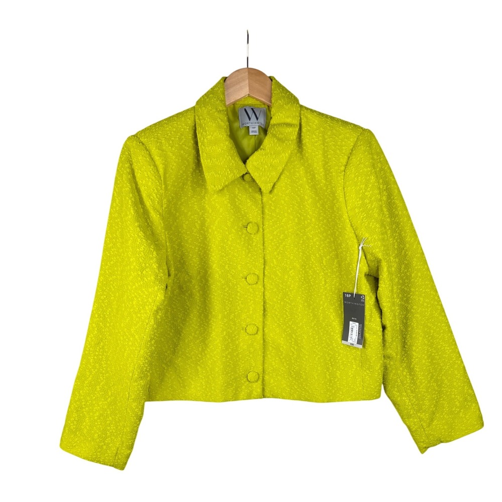 New Worthington Blazer size‎ 16 Petite Citronelle Lime Green
